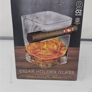 BLKSMITH Cigar Holder Double Old Fashioned Glass. New